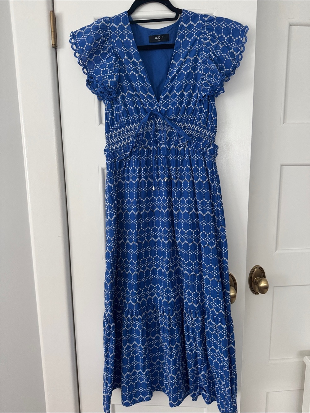 o.p.t  Blue Eyelet Dress Size Medium